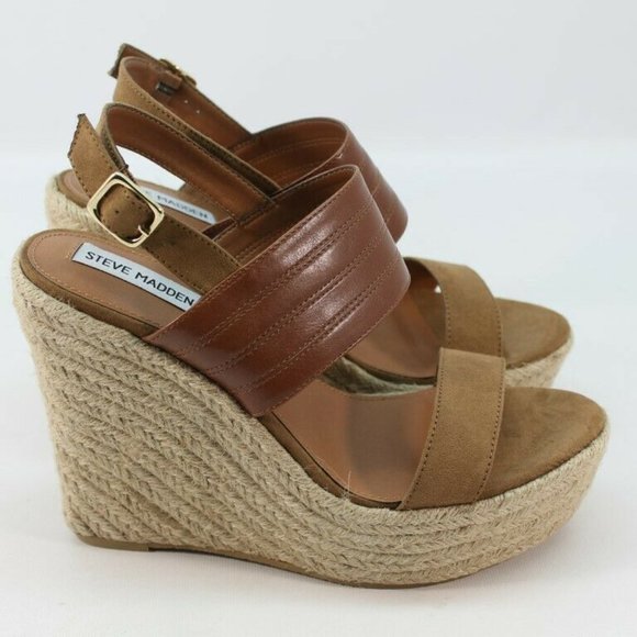 Steve Madden Shoes - Steve Madden Espadrille Wedge Sandals Brown 10 New